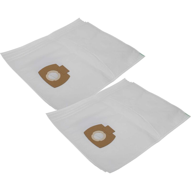 10x Vacuum Cleaner Bag compatible with Nilfisk Alto Aero 35, Buddy 18, Buddy 15, VL200 Vacuum Cleaner, Microfleece, 53.45 cm x 39.7 cm, White - Vhbw