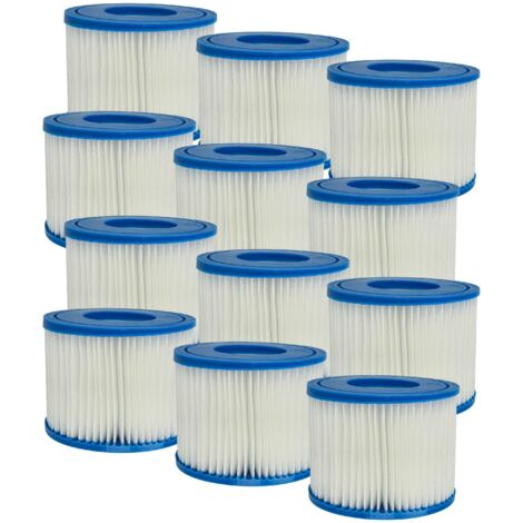 vhbw 12x cartuccia filtrante di tipo VI sostituisce Bestway 90427E, BW58323, 90352E per piscina - Filtro di ricambio bianco / blu