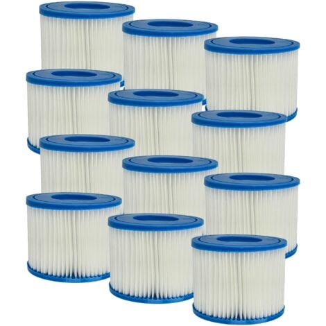 vhbw 12x Filter Cartridge Type VI compatible with Bestway Lay-Z-Spa Hawaii, Monaco, Miami Pool - Spare Filter Blue White