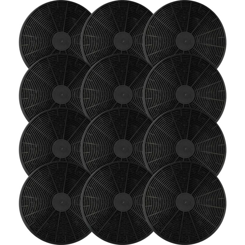 Vhbw - 12x Filtres à charbon actif compatible avec Schneider SY-6008B-P2-S-520, sl t 2-60A++ ixtz hotte aspirante - 17,5 cm