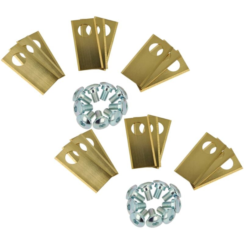 18x Lames remplacement pour Worx WA0176 pour tondeuse - Lames de rechange, or / argenté, acier (revêtement en titane) - Vhbw