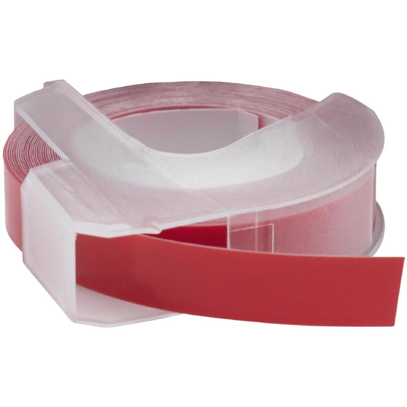 1X 3D Embossing Label Tape Compatible With Typo Clic Label Printer 3M X 9 Mm, White On Red - Vhbw