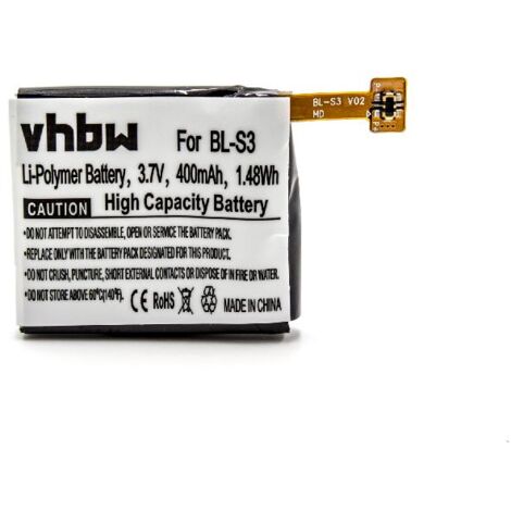 vhbw 1x Akku Ersatz für LG EAC62618501, BL-S3 für Smartwatch Uhr Fitnessarmband (400 mAh, 3,7 V, Li-Polymer)