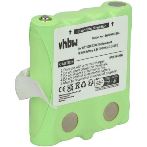 vhbw 1x Akku Ersatz für MT700D03XXC für Funkgerät, Walkie Talkie (700 mAh, 4,8 V, NiMH)