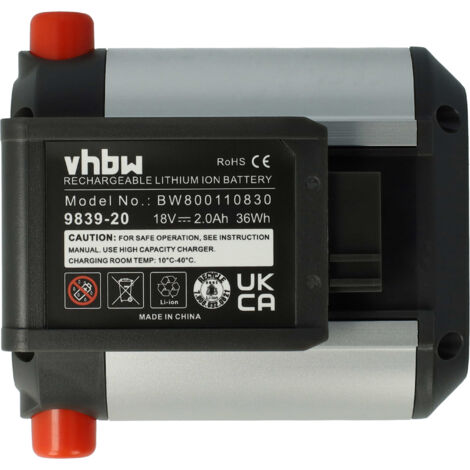 vhbw 1x Akku kompatibel mit Gardena 2000/2 Li-18 (1749-20), HandyMower Li-18/22 ( 5023-20) Grasschere, Strauchschere (2000mAh, 18V, Li-Ion)