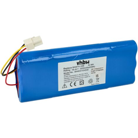 vhbw 1x Akku kompatibel mit Samsung Navibot VC-RA50VB, SR9630, VC-RE70V, VC-RA52V, VC-RA84V Home Cleaner Heimroboter (3000 mAh, 14,4 V, NiMH)