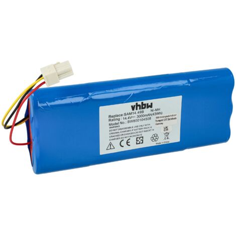 vhbw 1x Akku kompatibel mit Samsung Navibot VC-RL52VB, VC-RE72V, VC-RL50VK, VC-RL50V, VC-RL52V Home Cleaner Heimroboter (3000 mAh, 14,4 V, NiMH)