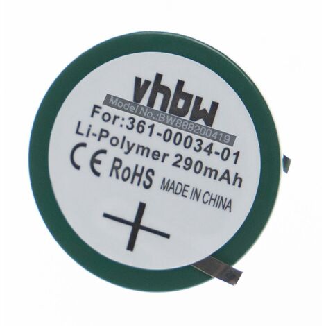 vhbw 1x batería compatible con Garmin Forerunner 405, 405CX, 410, 410CX smartwatch, reloj de actividad (290 mAh, 3,7 V, Li-poli) Batería de botón
