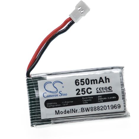vhbw 1x batería compatible con Hubsan H107, H107C, H107D Mini, H107L, JXD385, H107D dron, multicóptero, cuadricóptero (650 mAh, 3,7 V, Li-poli)