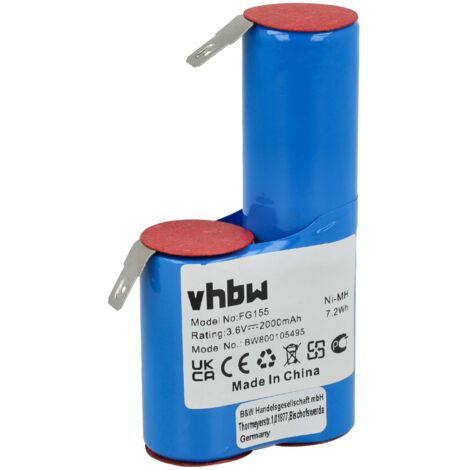 vhbw 1x batería compatible con Kenwood Grati FG155, FG-155, molinillo queso, máquina para rallar (2000 mAh, 3,6 V, NiMH)
