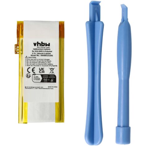 vhbw 1x batteria compatibile con Apple iPod Nano 4G, 4.Generation 8GB, 4a generazione MP3 music player lettore musicale (230mAh, 3,7V, Li-Poly)