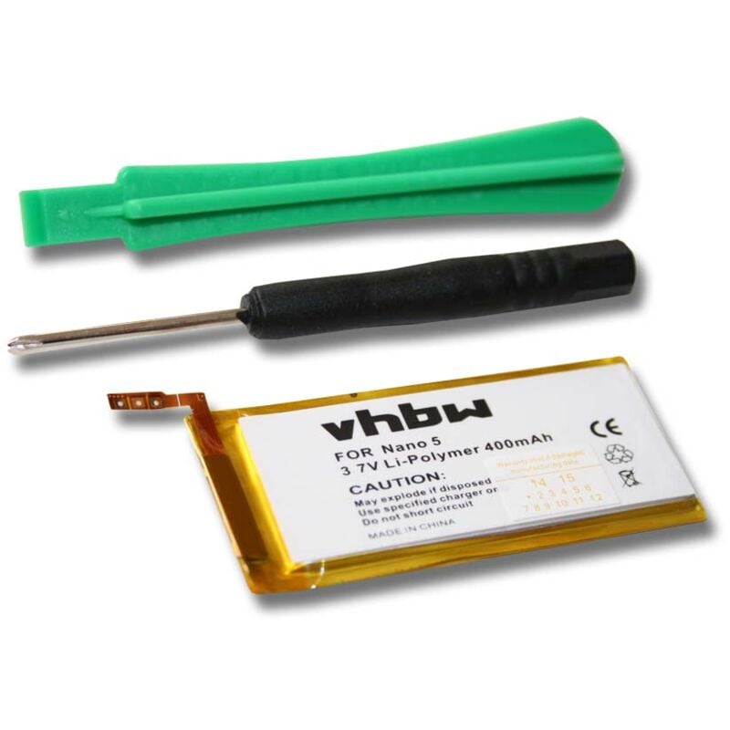 Image of Vhbw - 1x batteria compatibile con Apple iPod Nano 5G, 5a generazione, 5th MP3 music player lettore musicale (400mAh, 3,7V, Li-Poly)