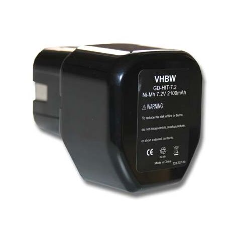 vhbw 1x batteria compatibile con Hitachi D10dB, D 10dB, D10DC, DN10DAT, D 10DC, DN10DSA, DN 10DAT, DN 10DSA utensile elettrico (2100 mAh, NiMH, 7,2 V)