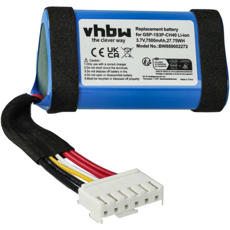 Image of 1x batteria compatibile con jbl Charge 5, Charge Essential 2 casse, altoparlanti, speaker (7500mAh, 3,7V, Li-Ion) - Vhbw