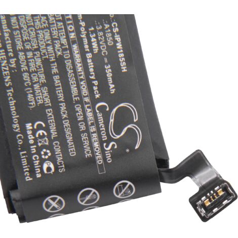 vhbw 1x Batterie compatible avec Apple Watch MR2X2LL/A, MR1L2LL/A, MQL42LL/A smartwatch montre connectée bracelet fitness (350mAh, 3,82V, Li-polymère)