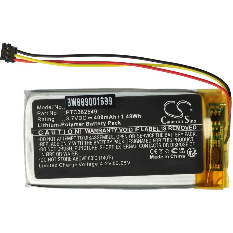 1x Batterie compatible avec Arlo AVD1001-100NAR, VMA2400-10000S interphone de porte, caméra de sonnette (400mAh, 3,7V, Li-polymère) - Vhbw