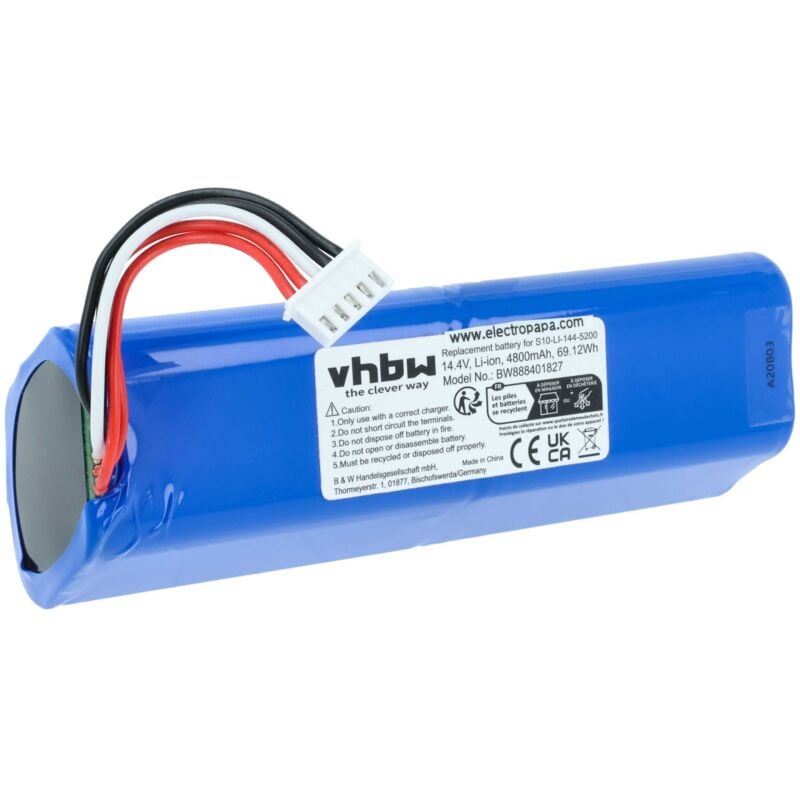 Vhbw - 1x Batterie compatible avec Ecovacs Deebot Ozmo X1 Omni, X1, T20 Omni, X1 Plus aspirateur (4800mAh, 14,4V, Li-ion)