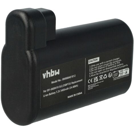 vhbw 1x Batterie compatible avec Electrolux ERV5210IW, ERV5100TG, 900942300, ERV5100IW, 900942337 aspirateur noir (3400mAh, 7,2V, Li-ion)