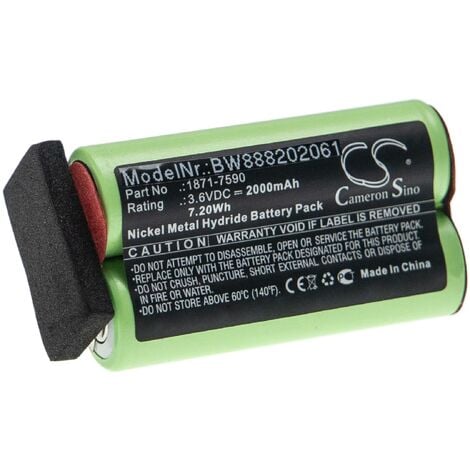 vhbw Batterie compatible avec Moser ChromStyle 1871, Super Cordless 1872 clipper tondeuse à cheveux (2000mAh, 3,6V, NiMH)