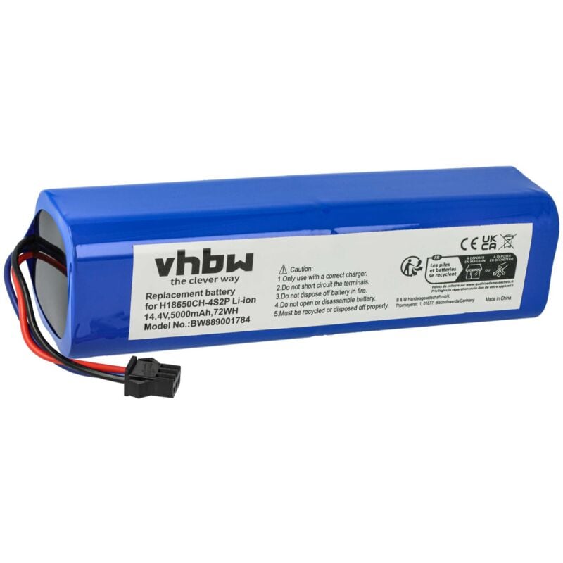 Vhbw - 1x Batterie compatible avec Mamibot eXVAC 890 robot électroménager (5000mAh, 14,4V, Li-ion)