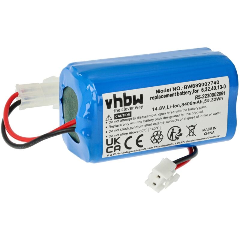 Vhbw - 1x Batterie compatible avec Rowenta rr 7747 wh 4Q0, rr 7755 wh 4Q0, RR7 robot électroménager (3400mAh, 14,8V, Li-ion, sans boîtier)