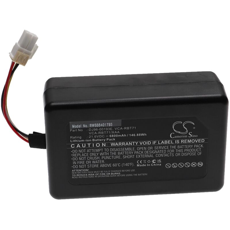 vhbw 1x Batterie compatible avec Samsung Powerbot SR10M703PWG, SR10M702PUW, SR10M701PUW aspirateur (6800mAh, 21,6V, Li-ion)