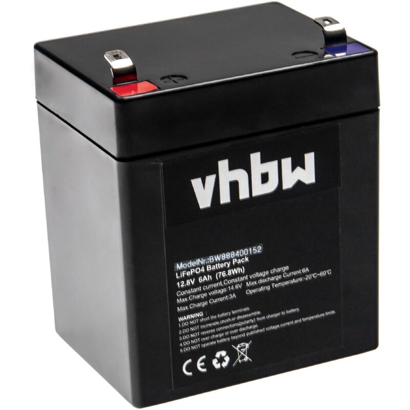 1x Batterie compatible avec The Box MBA75W, MBA75W mkii, MBA120W mkii, MBA120W haut-parleurs, enceintes portatives (6Ah, 12,8V, LiFePO4) - Vhbw