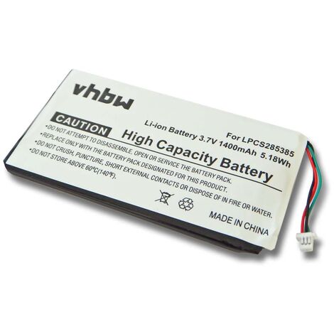 vhbw 1x Batterie remplacement pour Creative Labs LPCS285385, BA20603R79914, DVP-HD0003 pour lecteur de musique MP3 (1400mAh, 3,7V, Li-ion)