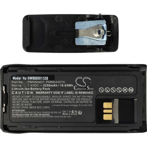 Vhbw 2x Batterie Remplacement Pour Motorola PMNN4543 Pmnn4493 Pmnn4491b Pour Radio Talkie Walkie 2600mah 74v Li Ion Avec Clip De Ceinture 85375663