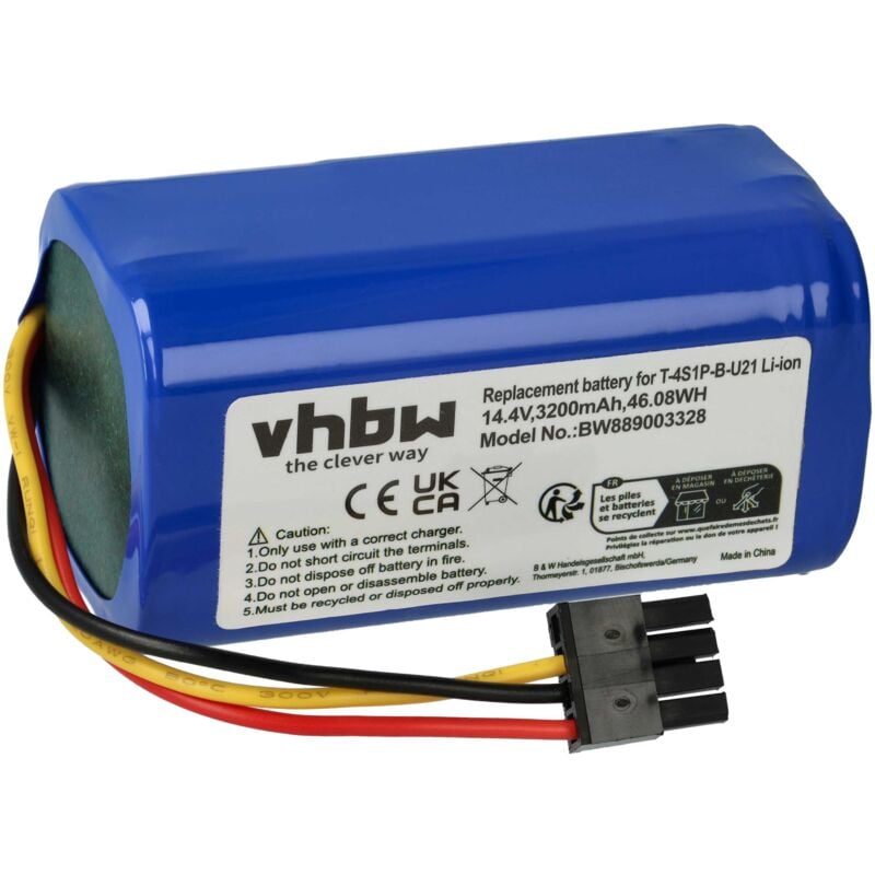 Vhbw - 1x Batterie remplacement pour Proscenic T-4S1P-B-U21, INR18650-M30-4S1P pour aspirateur (3200mAh, 14,4V, Li-ion)