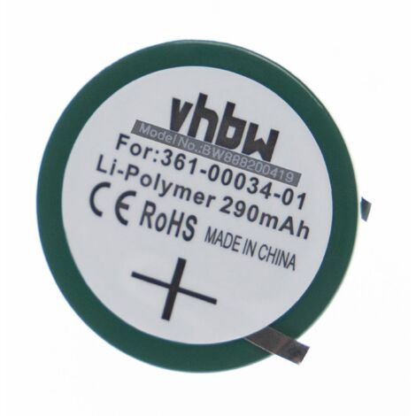 vhbw 1x BatteriePiles plates compatible avec Garmin Forerunner 405, 405CX, 410, 410CX smartwatch montre connectée bracelet fitness (290mAh, 3,7V, Li-polymère)