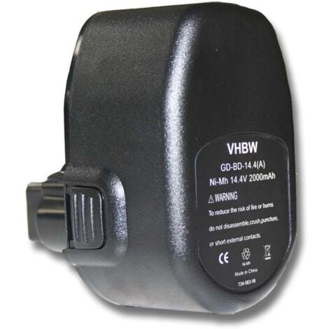 vhbw 1x Battery Replacement for Black & Decker A9262 England SL1 3YD, A9276, A9267, PS140, A9527, A9262 for Power Tools (2000 mAh, NiMH, 14.4 V)