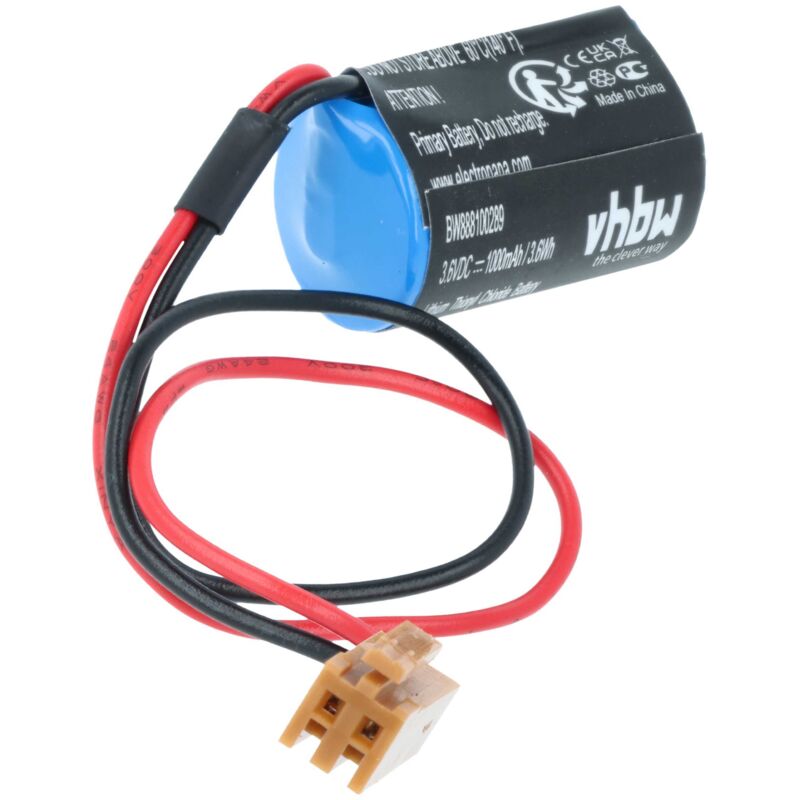 vhbw 1x Battery Replacement for LS14250-MR, FBT030A, FBT020A, ER3V/3.6V, NP8P-BT for CNC Router, CNC Controller (1000mAh, 3.6 V, Li-MnO2)