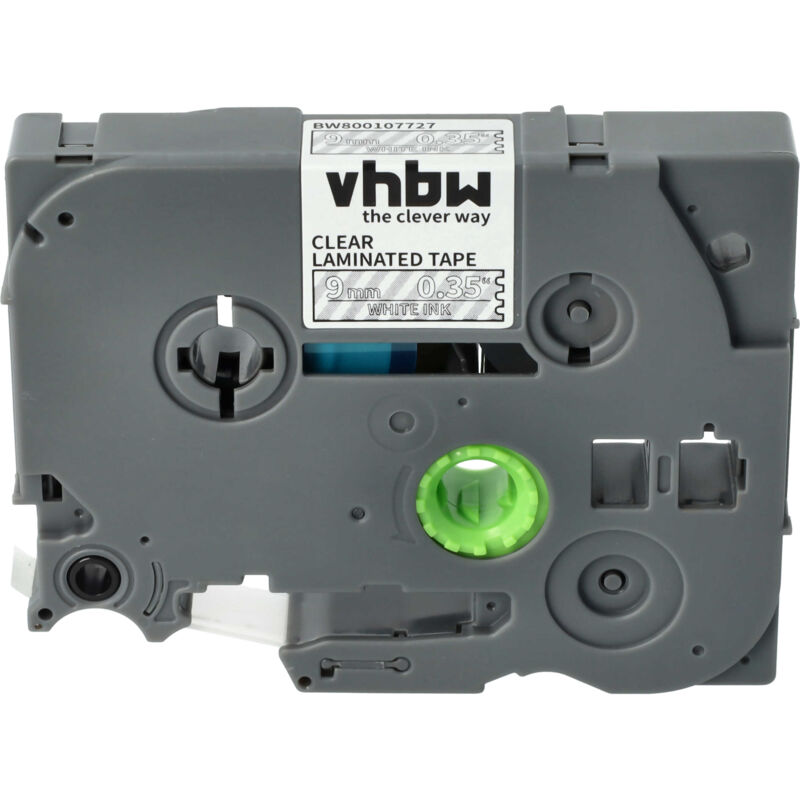 Vhbw - 1x Label Tape Compatible With Brother Pt 2480, 2470, 300, 2700vp, 2730vp, 2500pc Label Printer 8m X 9 Mm, White On Transparent