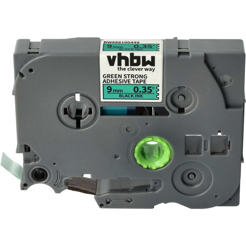 Vhbw - 1x Label Tape compatible with Brother pt RL700S, P900W, P950NW, P950W, P900NW Label Printer 9 mm, Black on Green, Extra Strong
