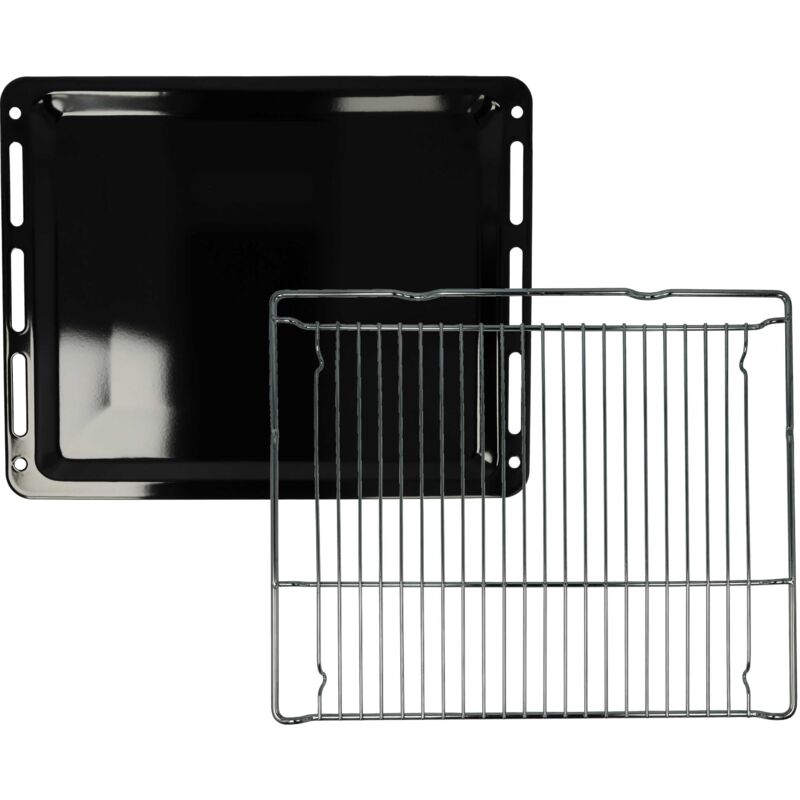 Image of 1x teglia da forno, 1x griglia (set da 2pz. ) compatibile con Bosch HSG636BB1/35, HSG636BB1/05 forni - 45,5 x 36,1 / 37,5 x 3 cm - Vhbw
