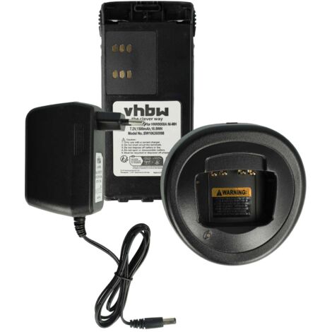 vhbw 2-tlg. Lade-Set kompatibel mit Motorola GP580, GP540, HT1200, HT1225, GP640, HT1250, GP680 Funkgerät - Akku, Ladegerät