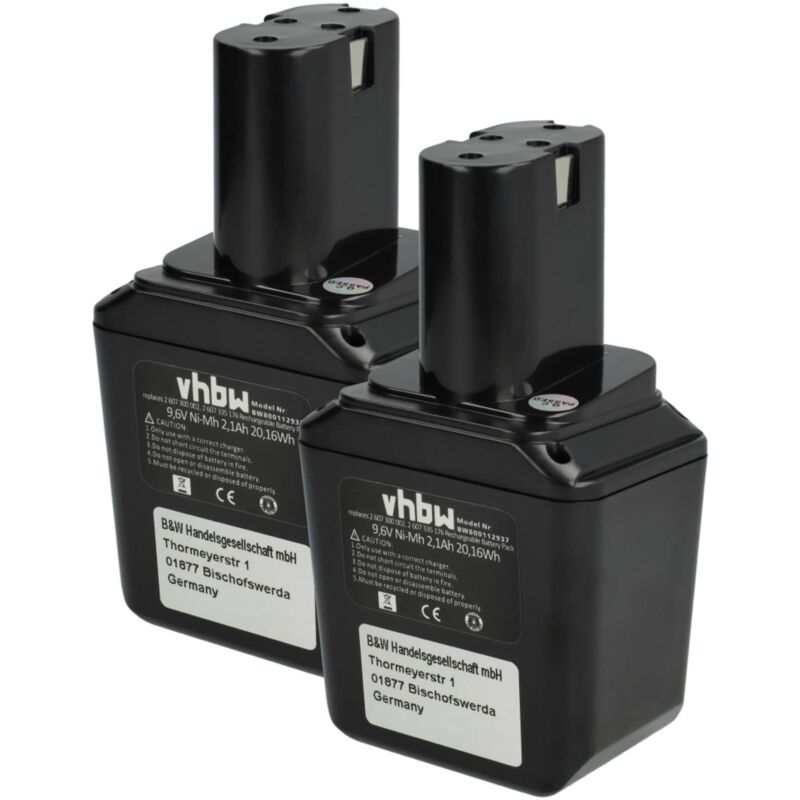 

2 x NiMH Batería 2100mAh (9.6V) para su herramienta electrónica Bosch GBM 9, 6VESP, GBM 9, 6VES por 2607300002, BH-964N - Vhbw