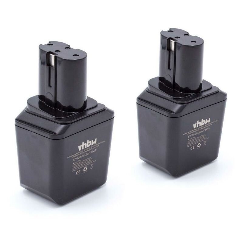 

2 x NiMH Batería 3000mAh (12V) para su herramienta electrónica Bosch GSR 12VES por 2 607 335 180, 2 607 335 021, 2 607 355 014 - Vhbw