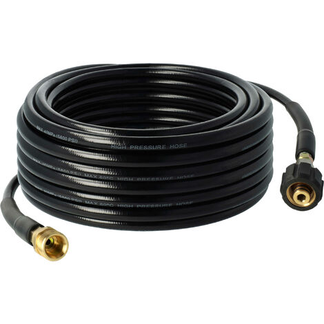 vhbw 20 m Extension Hose compatible with Kränzle High-Pressure Cleaner with M22 x 1.5 Threaded Connection, Black