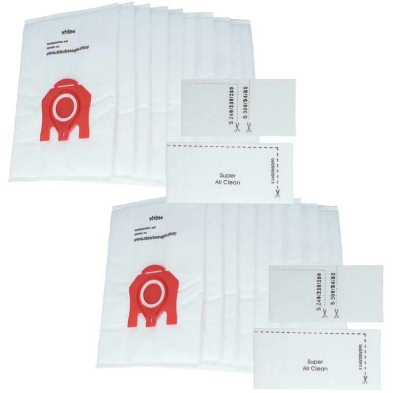 

20x Bolsa aspiradora compatible con Miele S 578, S 700, S4 Gold Edition, S4 Turbo aspiradora - vellón micro, 27,5 cm x 18 cm, blanco - Vhbw