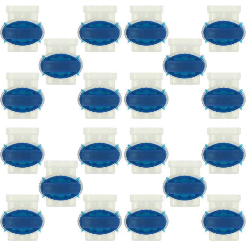 20x connecteurs pour câble périphérique compatible avec Husqvarna Automower robots de pelouse - Serre-câbles, étanches, transparent / bleu - Vhbw