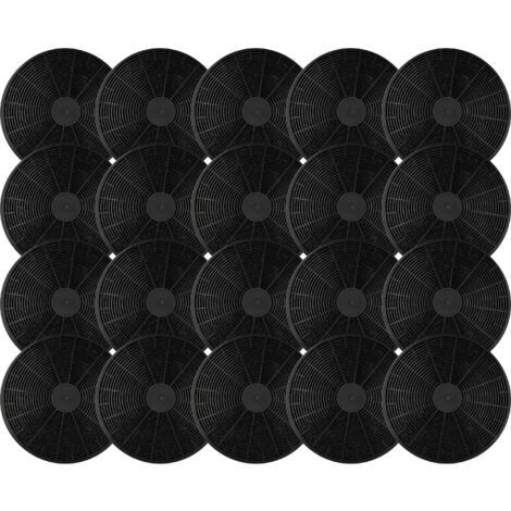 vhbw 20x Filtres à charbon actif compatible avec PKM 4061, 4062, 5544 RT, 4060, 5544 CT, 5544 WT, 5544 ST, 6002, 6004U hotte aspirante - 17,5 cm