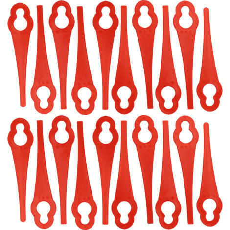 vhbw 20x Lames compatible avec Ikra IART 2520, IART 2520 LI, IAT 20-1M, ICGT 2025 taille gazon - Lames de rechange, rouge, nylon / plastique