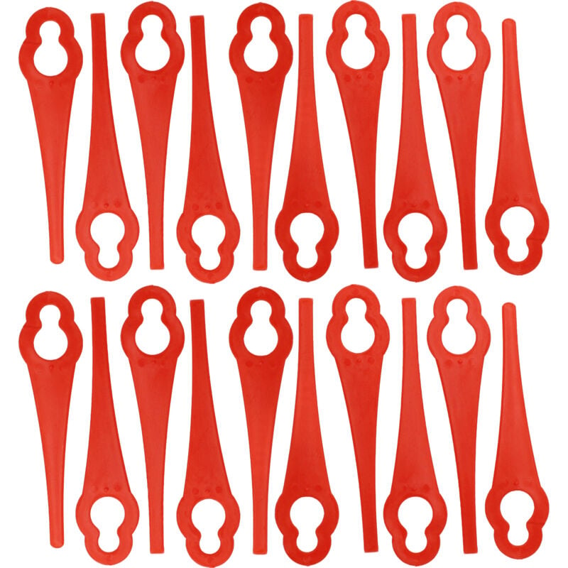 Vhbw - 20x Lames compatible avec Ozito PXCLTK-018, LGT-118, LGT-018, GTR-250 taille gazon - Lames de rechange, rouge, nylon / plastique