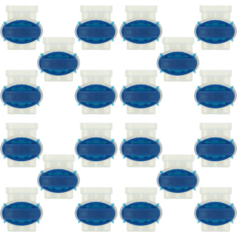 vhbw 20x morsetti per filo perimetrale compatibile con Bosch Indego robot tagliaerba - Connettori impermeabili, trasparente / blu