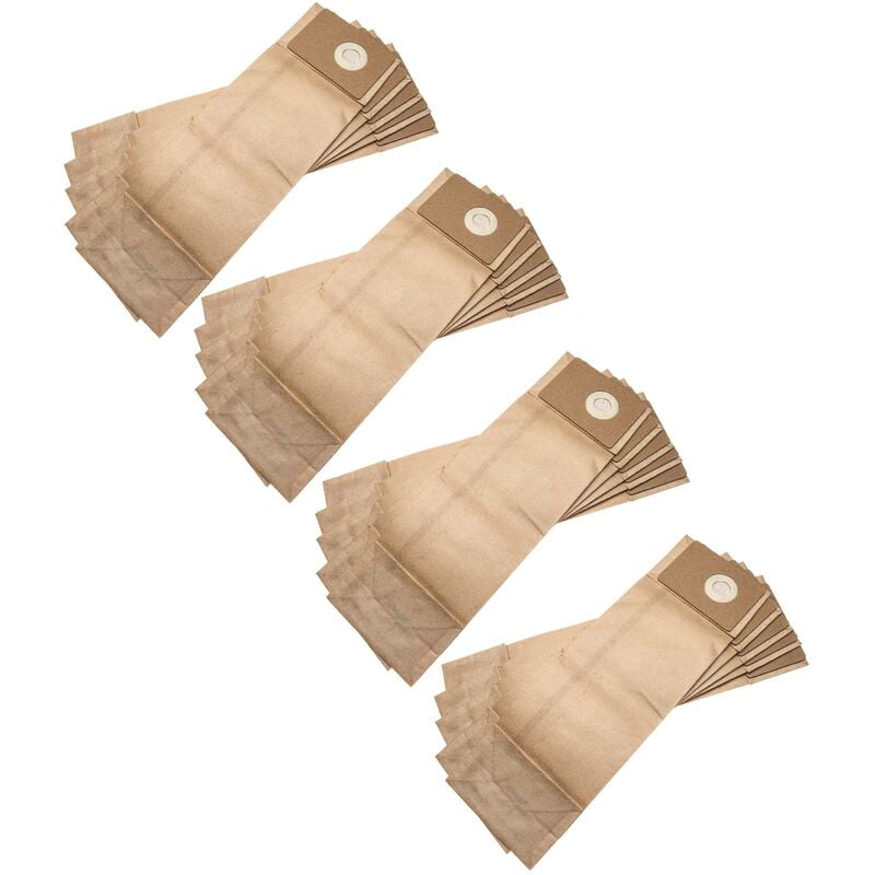 20x Sacs compatible avec Nilfisk gu 455 Dual, VU500 aspirateur - papier, 40,9cm x 12,9cm, marron - Vhbw