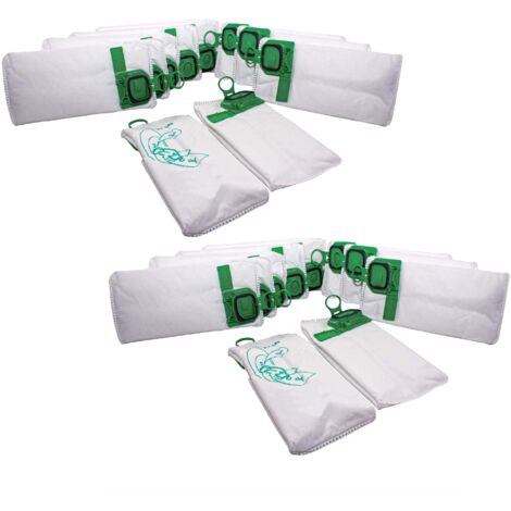 Vhbw – Lot de 20 sacs pour aspirateur Vorwerk Kobold VK140 VK150 – Microfibres non tissées – Dimensions 26x14cm – Couleur blanc/vert - VHBW 20 X