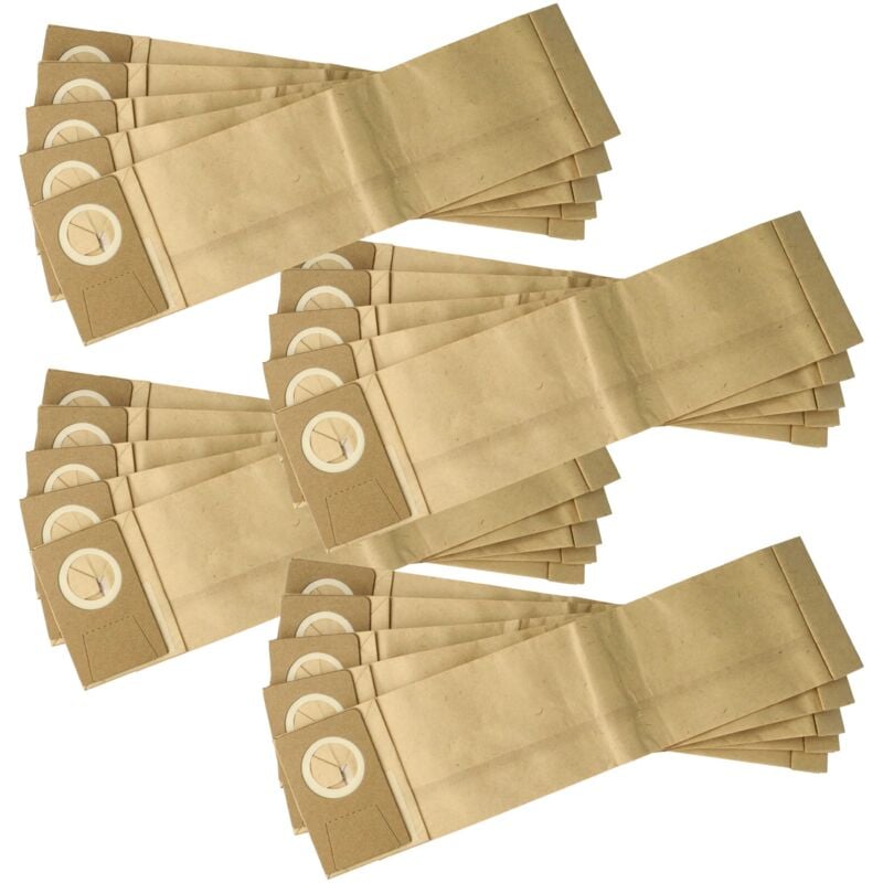 20x Sacs remplacement pour Nilfisk 82040400 pour aspirateur - papier filtre, 38,5cm x 10cm marron - Vhbw