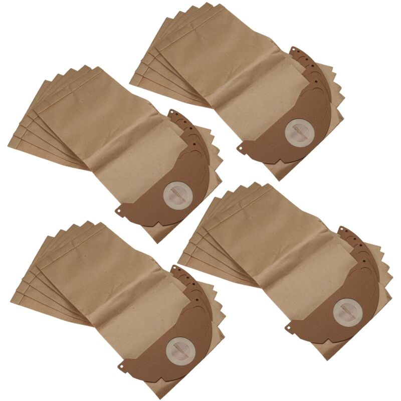 Vhbw - 20x Vacuum Cleaner Bag compatible with Kärcher se 5.100, se 6.100, wd 2 Premium, wd 2.400 m, wd 2.500 Vacuum Cleaner, paper, Brown